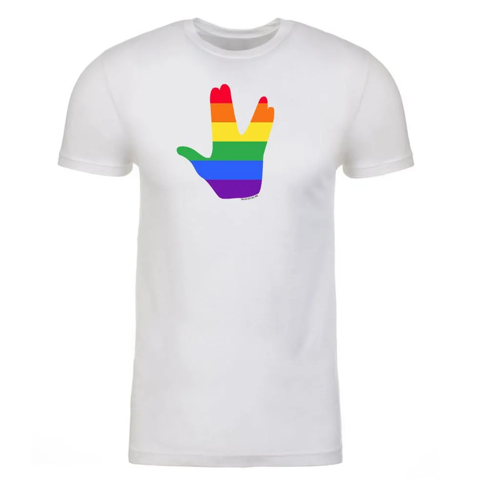 Star Trek Pride Vulcan Salute Adult Short Sleeve T-Shirt sold by MTV