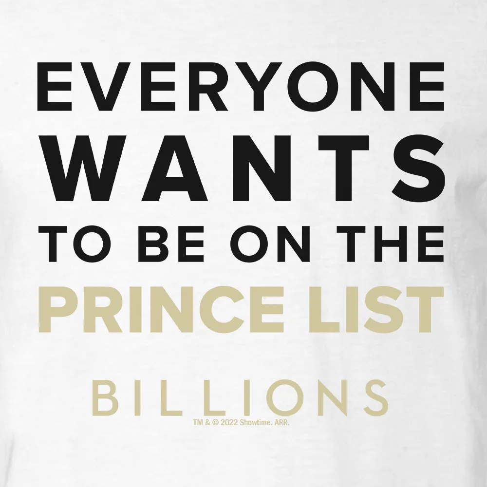 Billions Prince List Adult Short Sleeve T-Shirt sold by MTV product image thumbnail 2