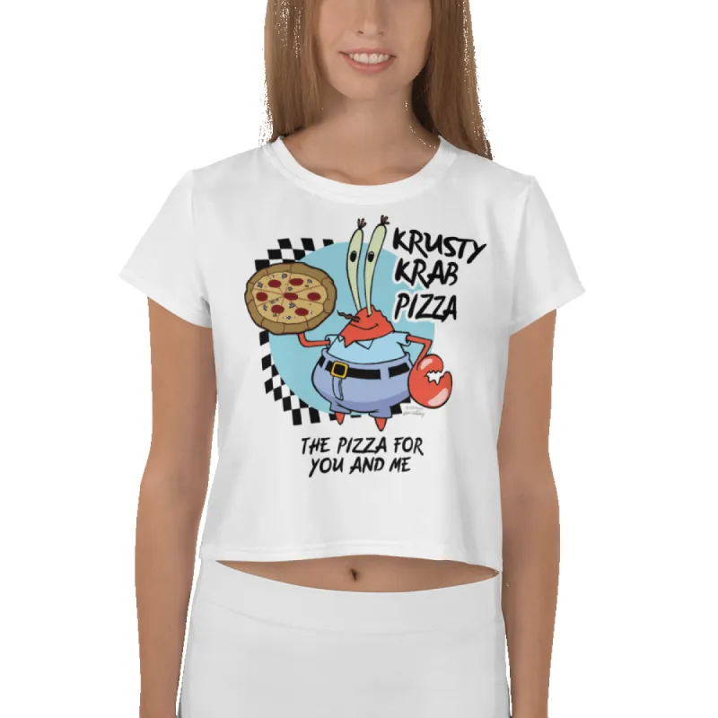 SpongeBob SquarePants The Krusty Krab Pizza Women's All-Over Print Crop T-Shirt sold by MTV