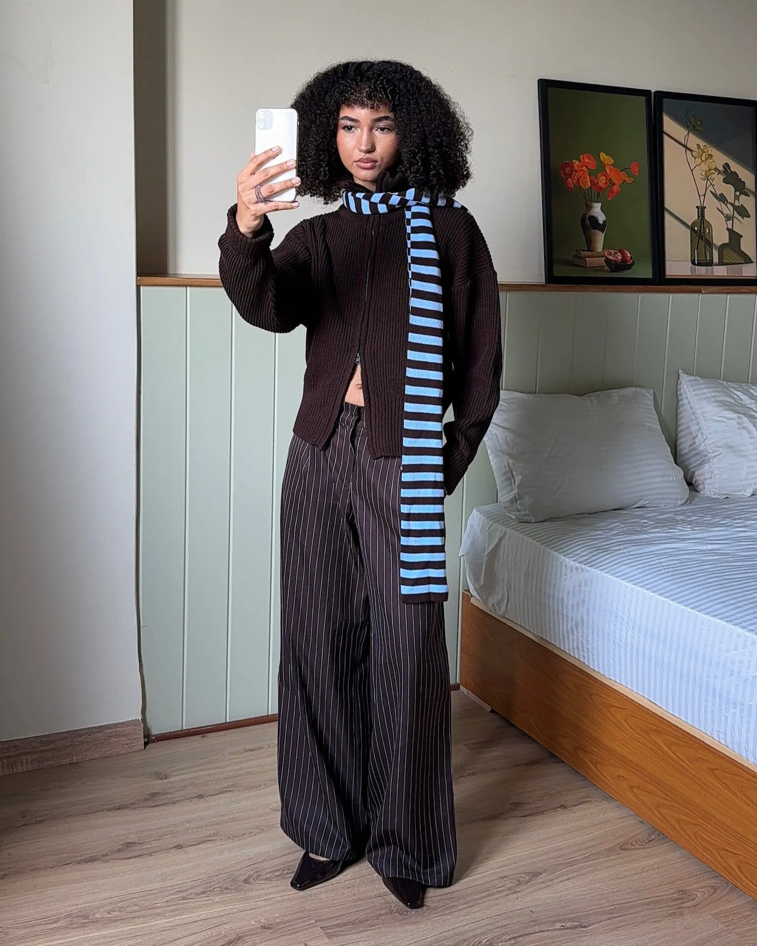 Pinstripe Pleated Pants - Brown sold by Myne product image thumbnail 2