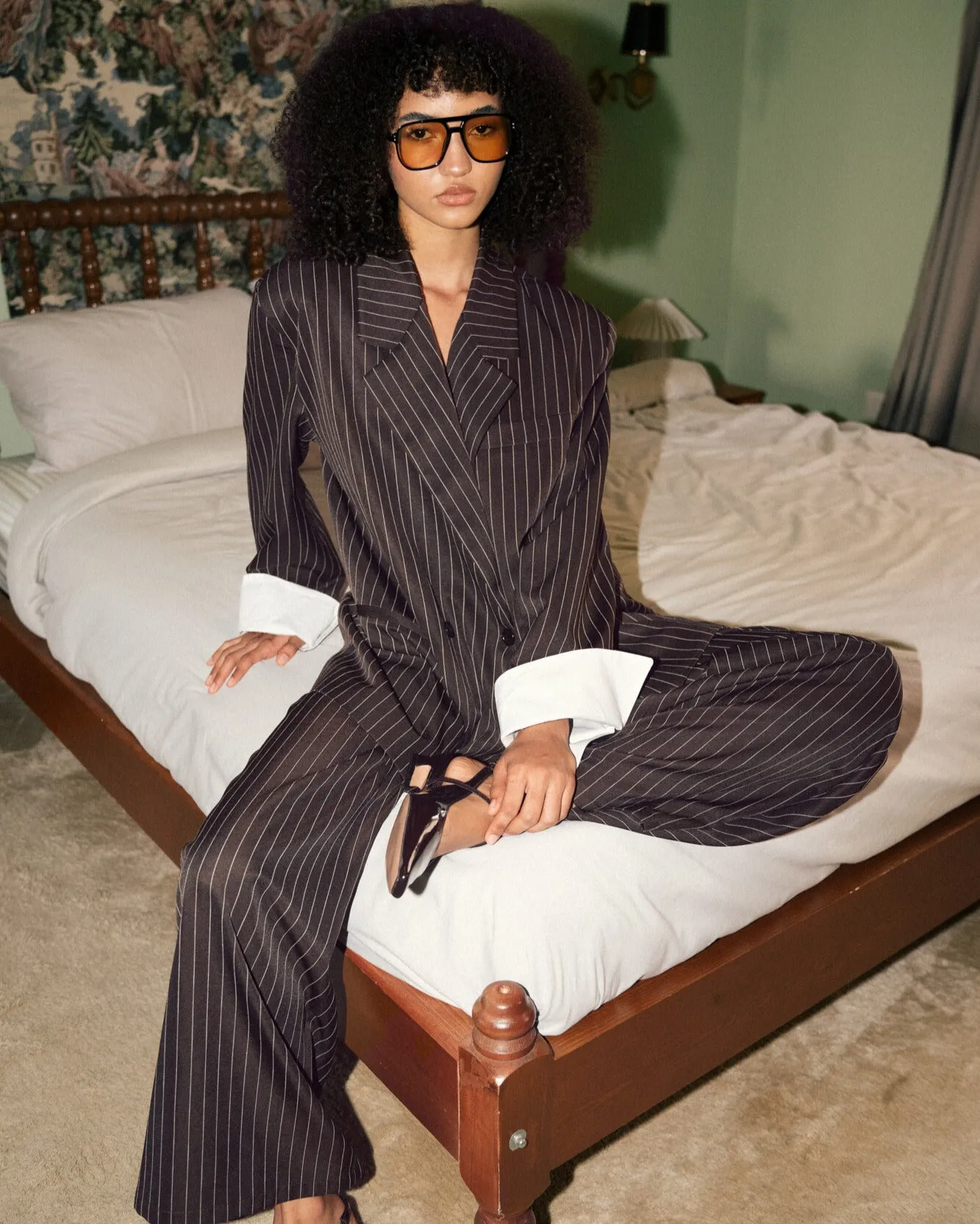 Pinstripe Oversized Blazer - Brown sold by Myne product image thumbnail 2