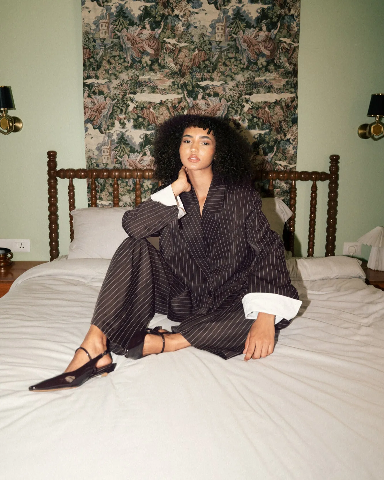 Pinstripe Oversized Blazer - Brown sold by Myne product image thumbnail 3
