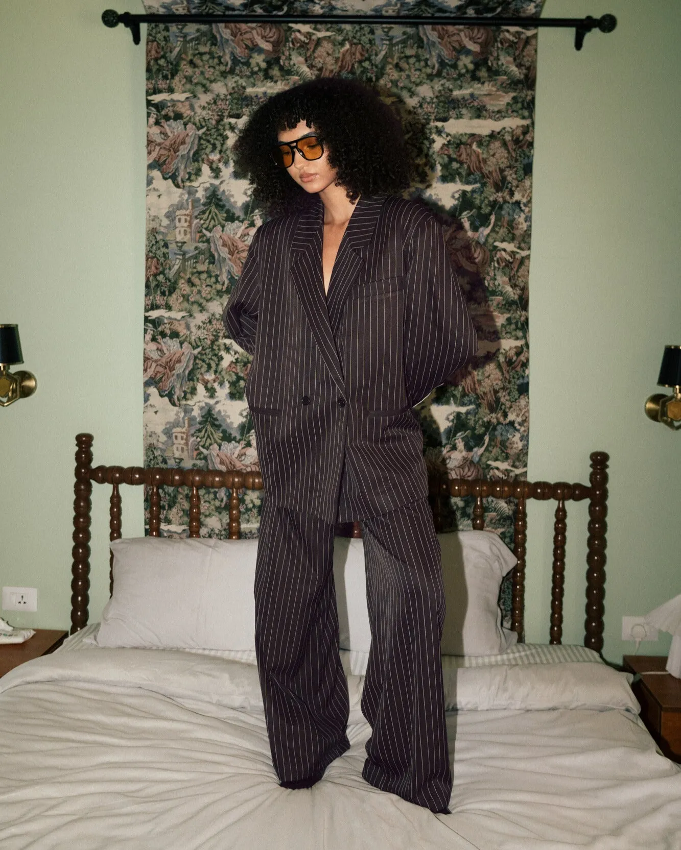 Pinstripe Oversized Blazer - Brown sold by Myne product image thumbnail 5