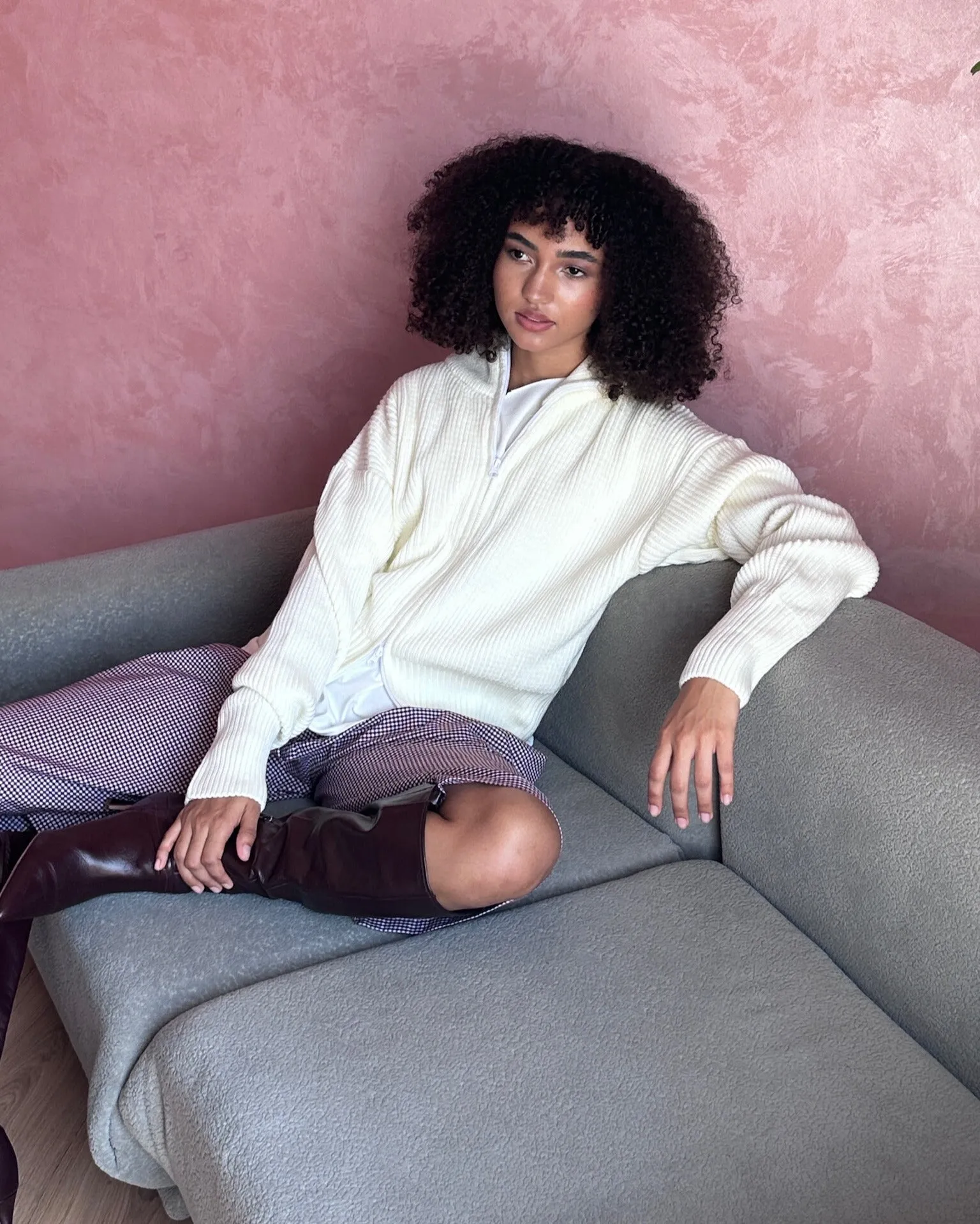 Double Zip Sweater - Creme sold by Myne product image thumbnail 2