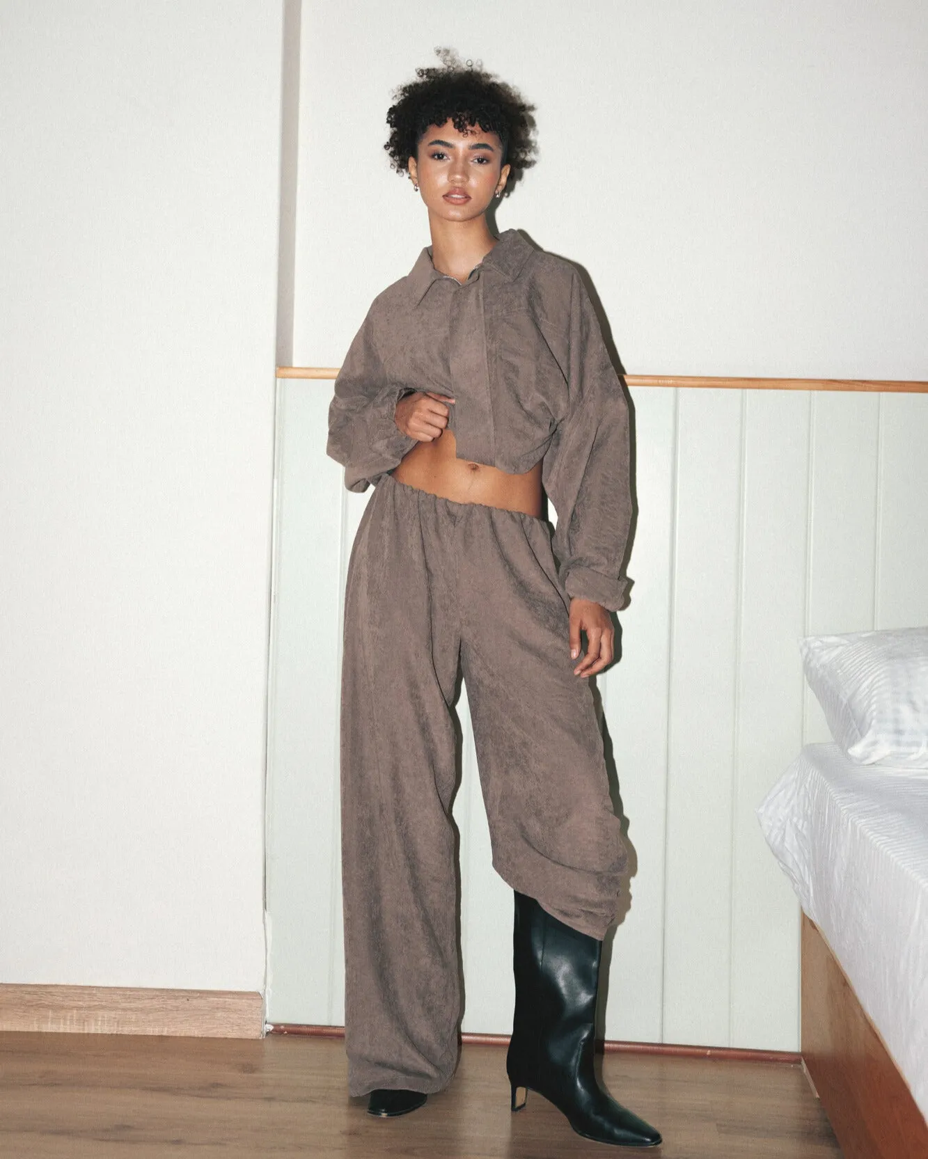 Suede Bomber Jacket - Mud sold by Myne product image thumbnail 5