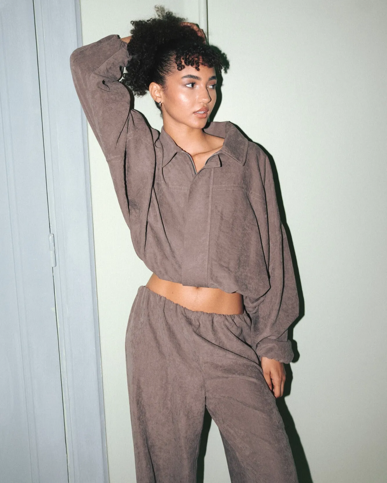 Suede Bomber Jacket - Mud sold by Myne product image thumbnail 3