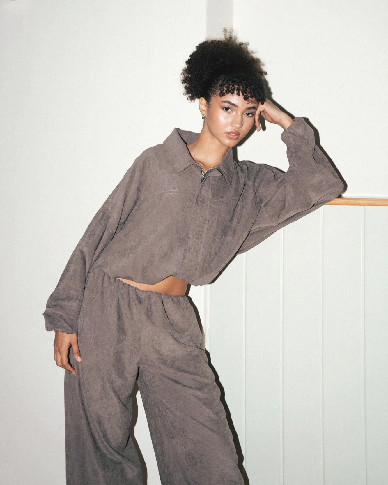 Suede Bomber Jacket - Mud sold by Myne product image thumbnail 2