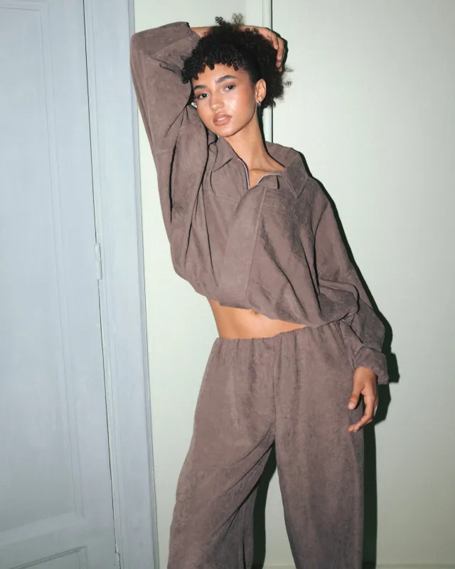 Suede Bomber Jacket - Mud sold by Myne