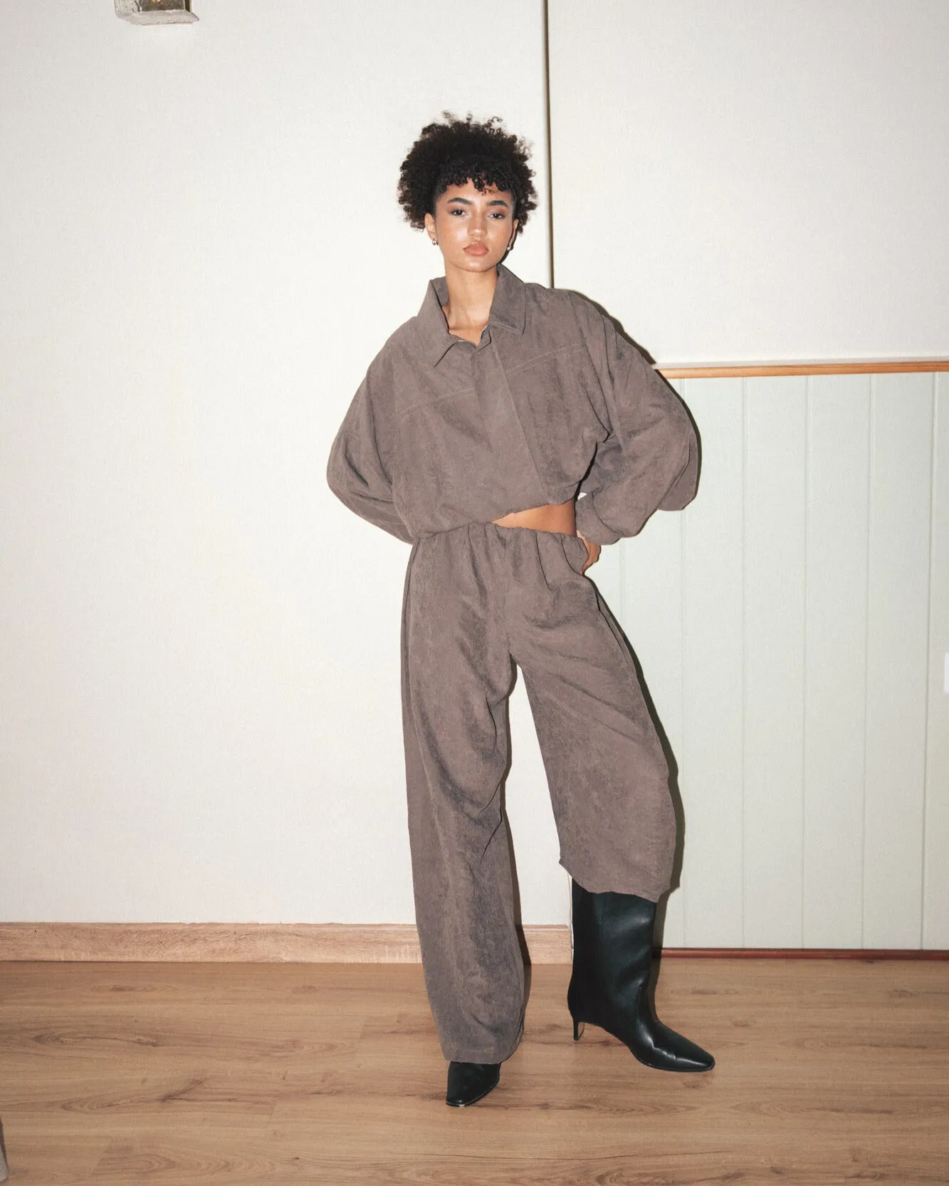 Suede Bomber Jacket - Mud sold by Myne product image thumbnail 4