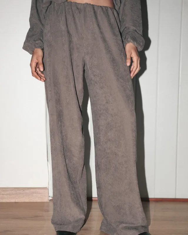 Suede Relaxed Pants - Mud sold by Myne