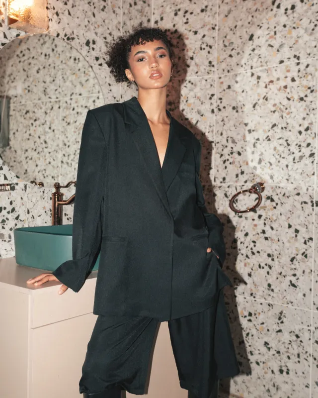 Ebony Boxy Slit Blazer sold by Myne