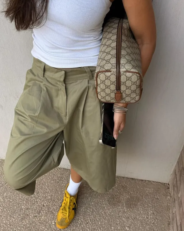 Pleat Street Jorts - Khaki sold by Myne