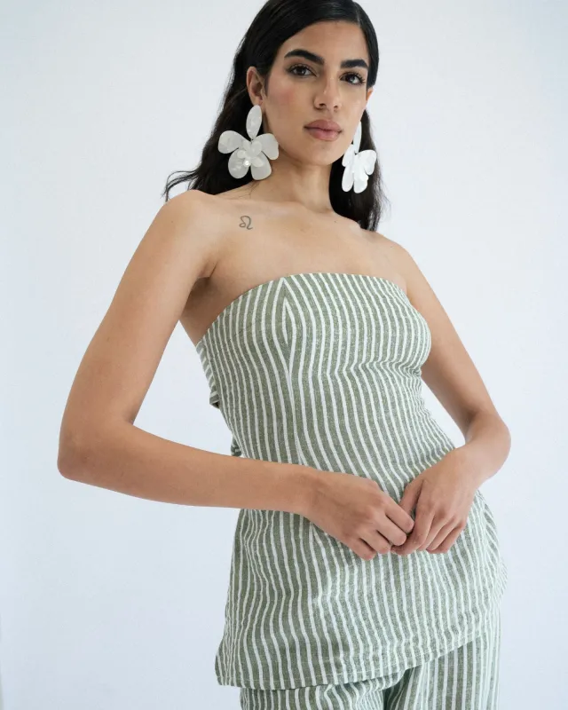 Seafoam Striped Tie Back Top sold by Myne