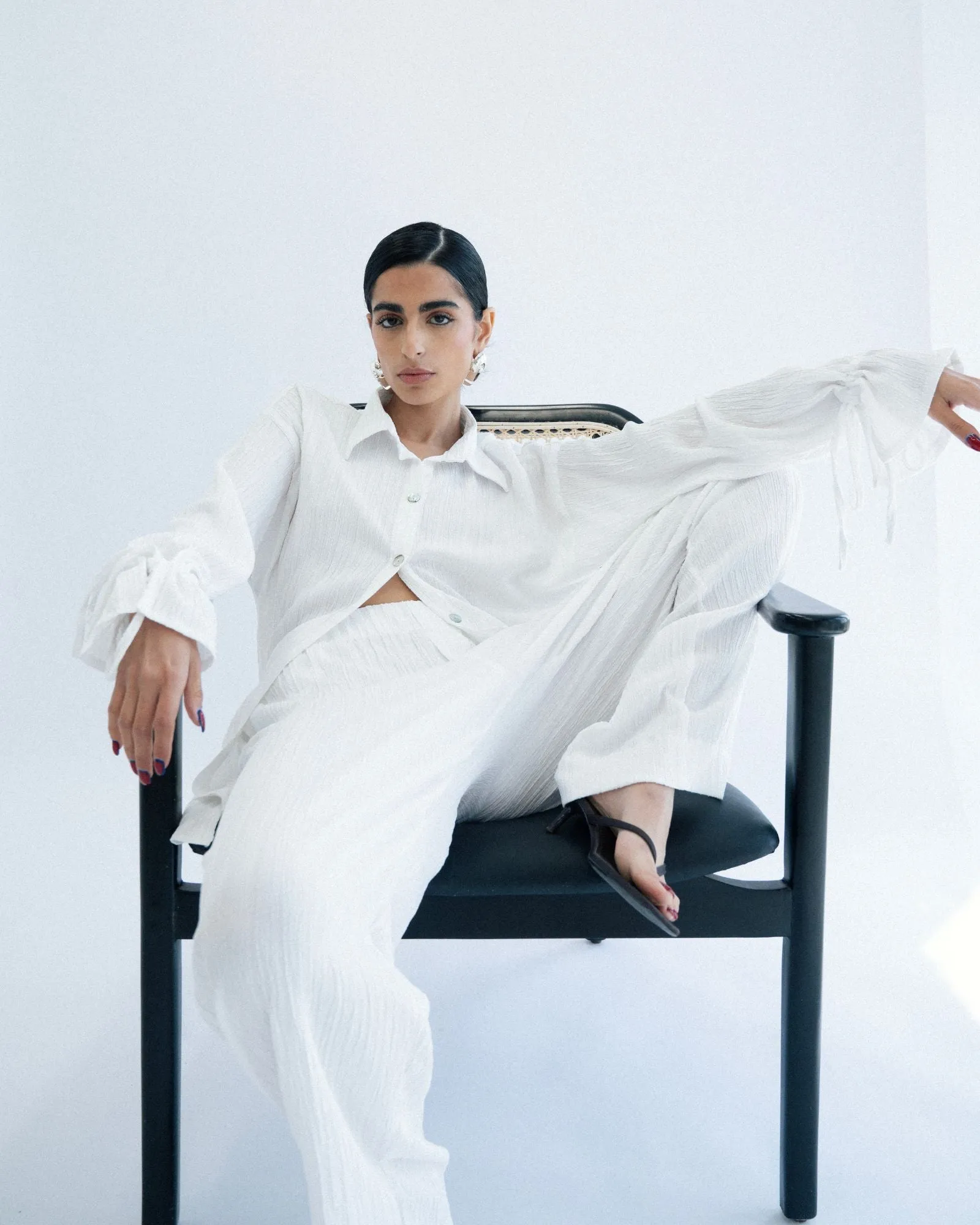 Crushed Oversized Shirt - White sold by Myne product image thumbnail 3