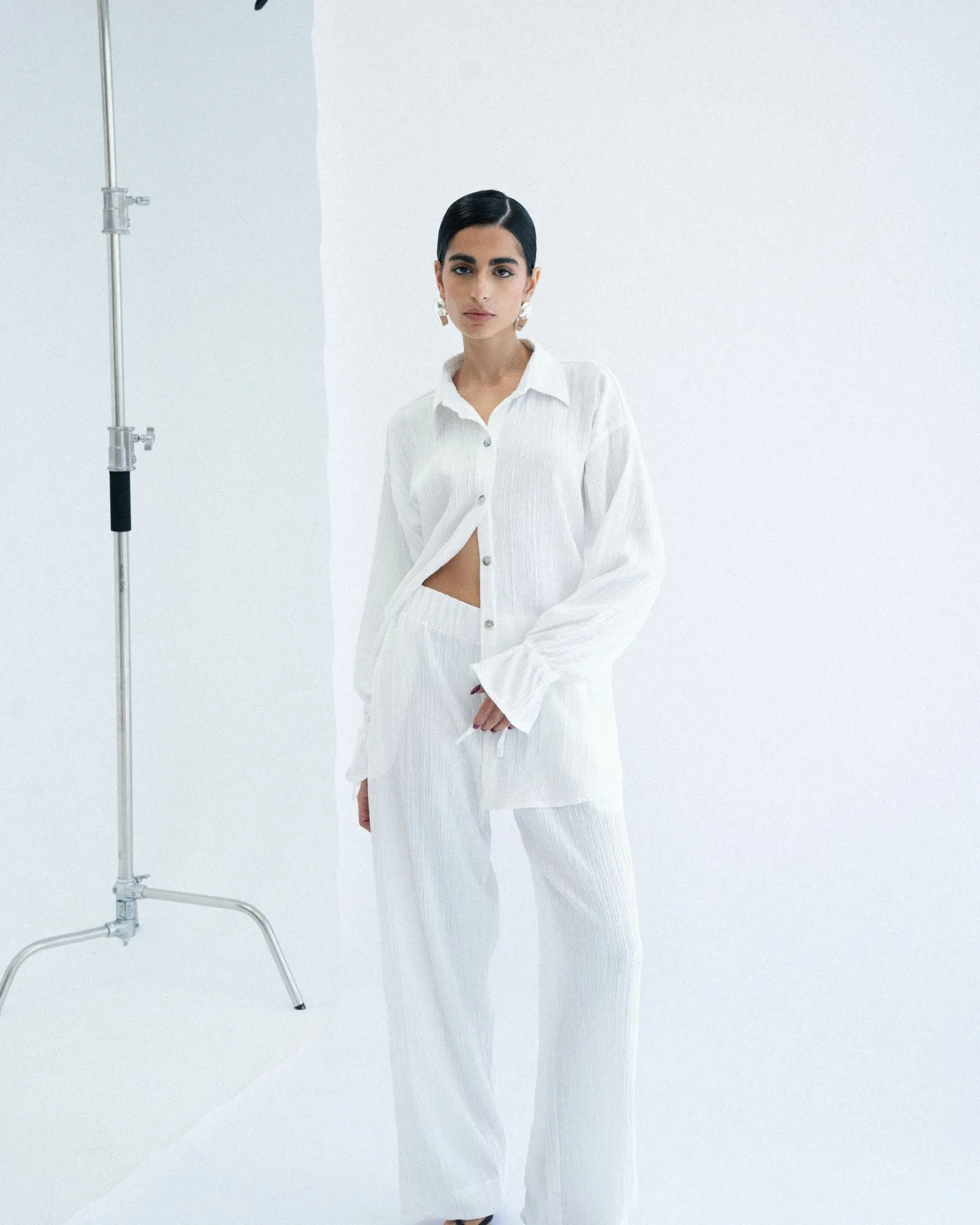 Crushed Oversized Shirt - White sold by Myne product image thumbnail 2