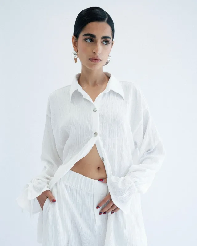 Crushed Oversized Shirt - White sold by Myne