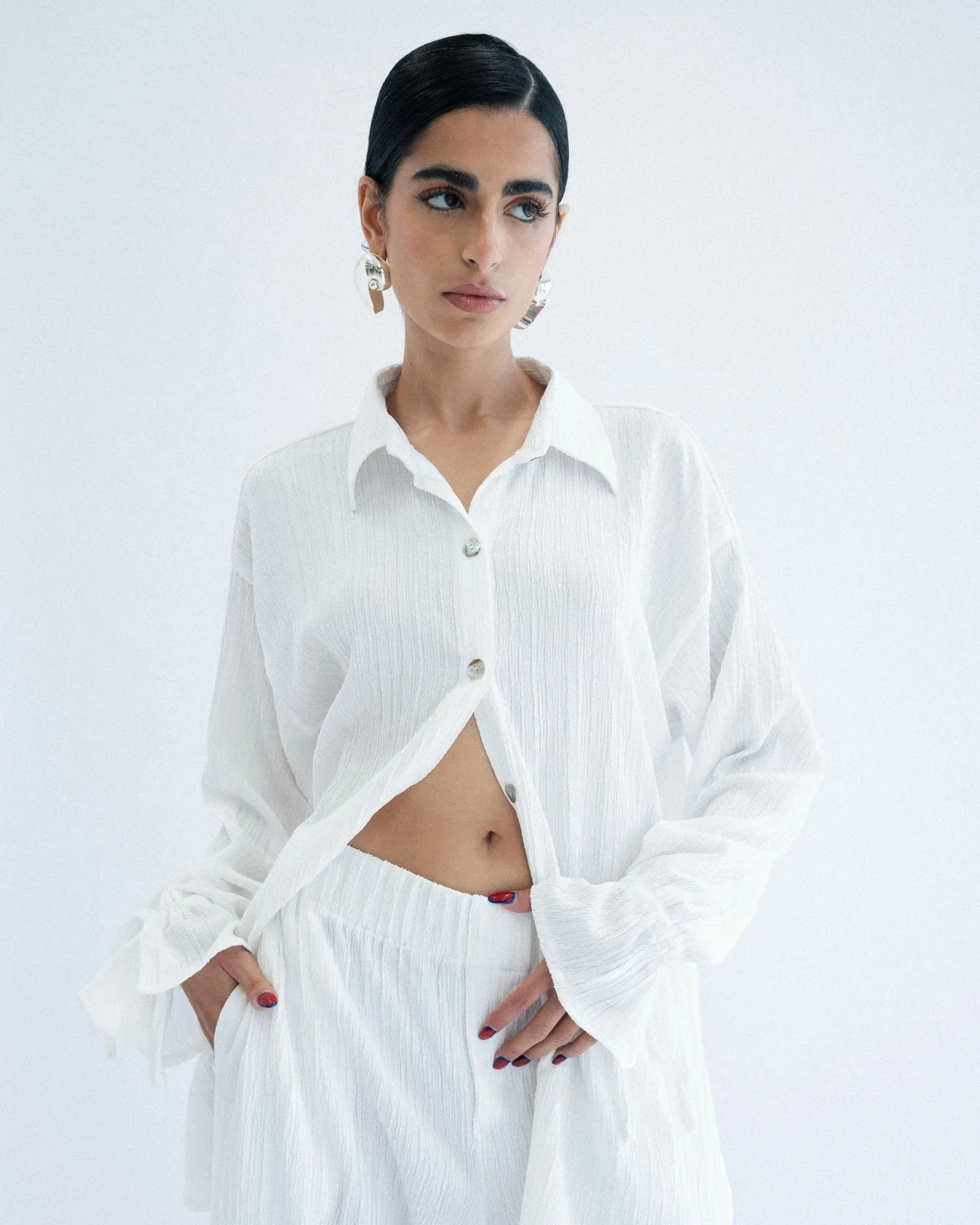Crushed Oversized Shirt - White sold by Myne