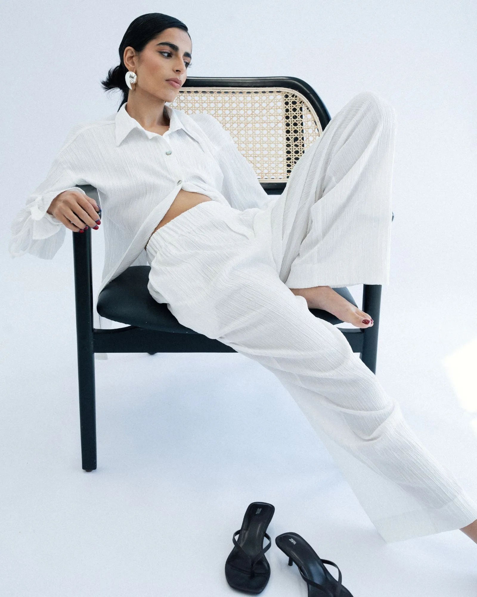 Crushed Oversized Shirt - White sold by Myne product image thumbnail 4