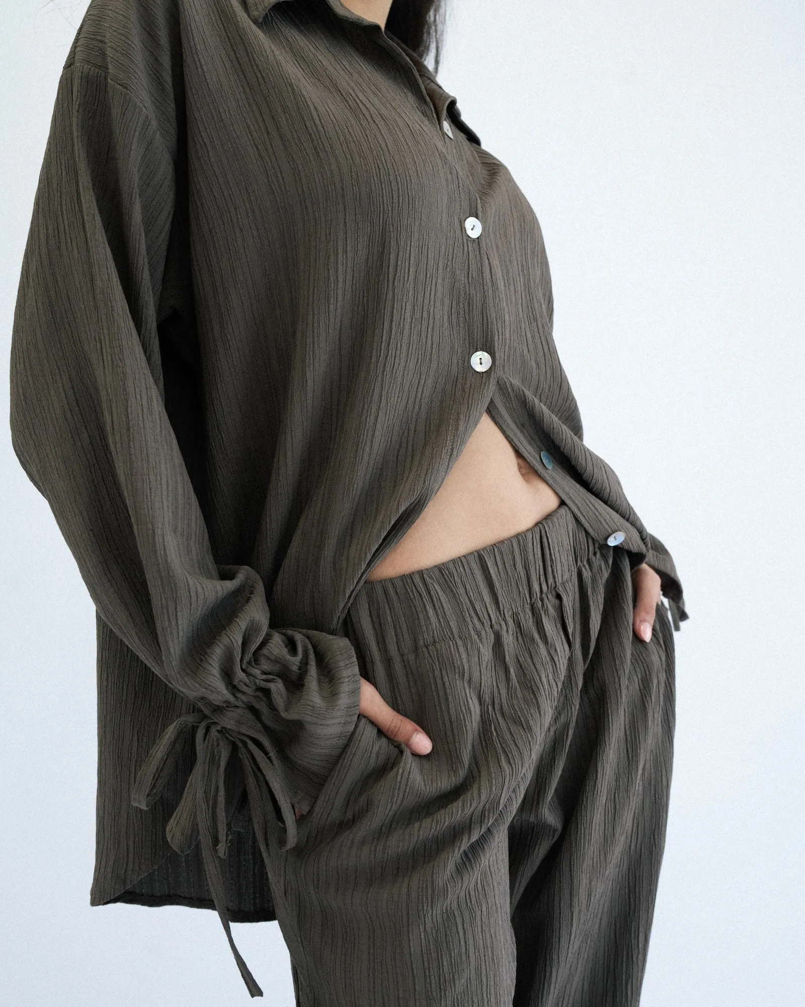 Crushed Oversized Shirt - Brown sold by Myne product image thumbnail 3
