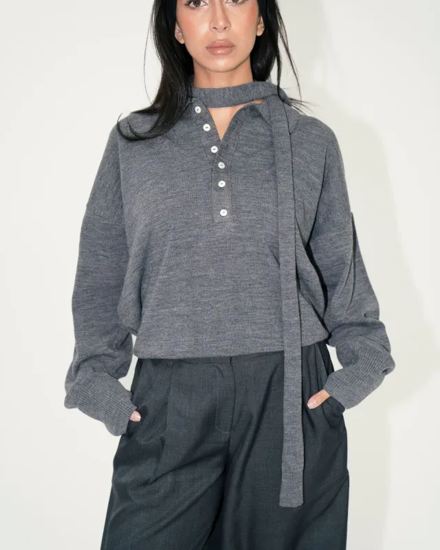 Matilda Knit Polo - Grey sold by Myne