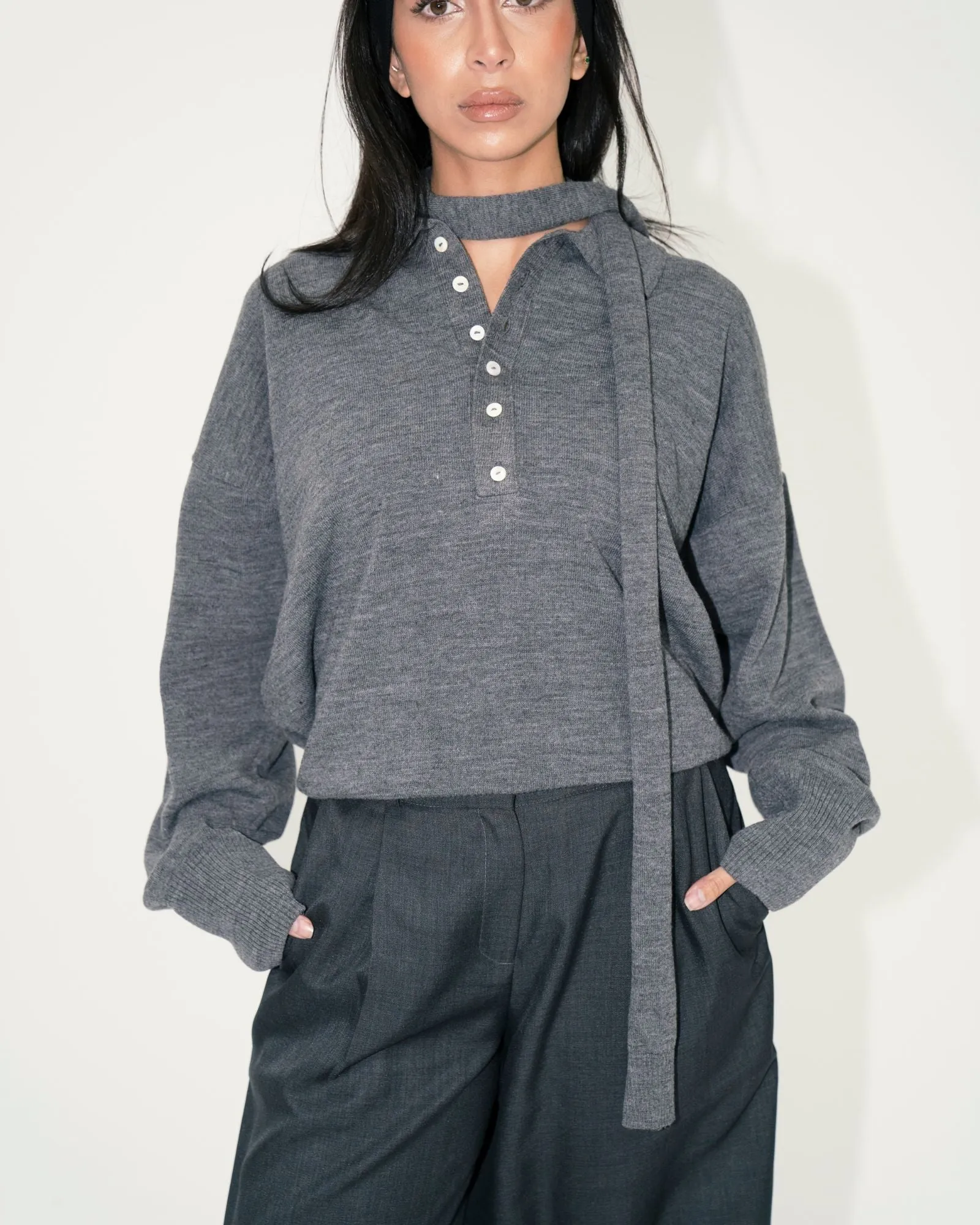 Matilda Knit Polo - Grey sold by Myne