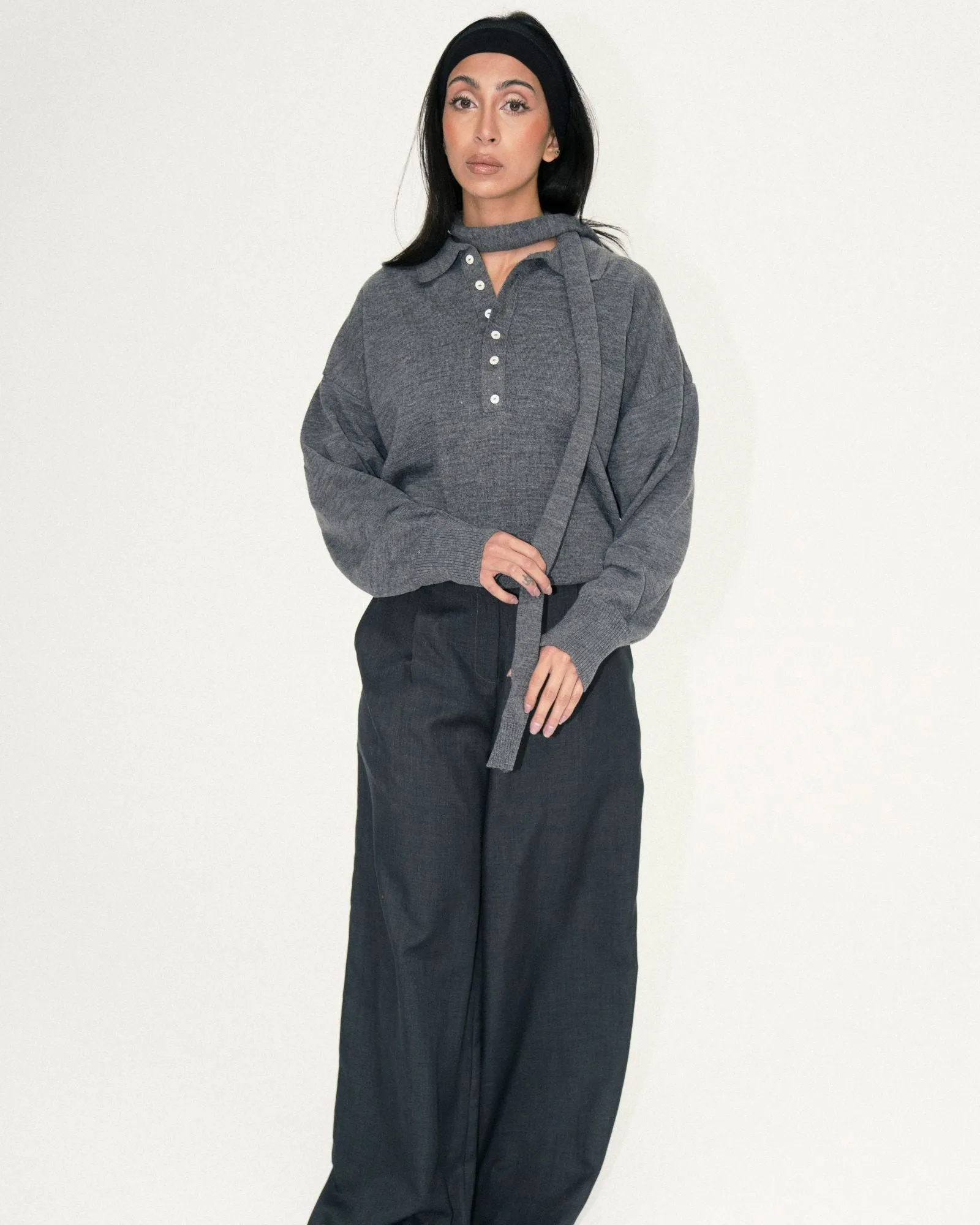 Matilda Knit Polo - Grey sold by Myne product image thumbnail 5