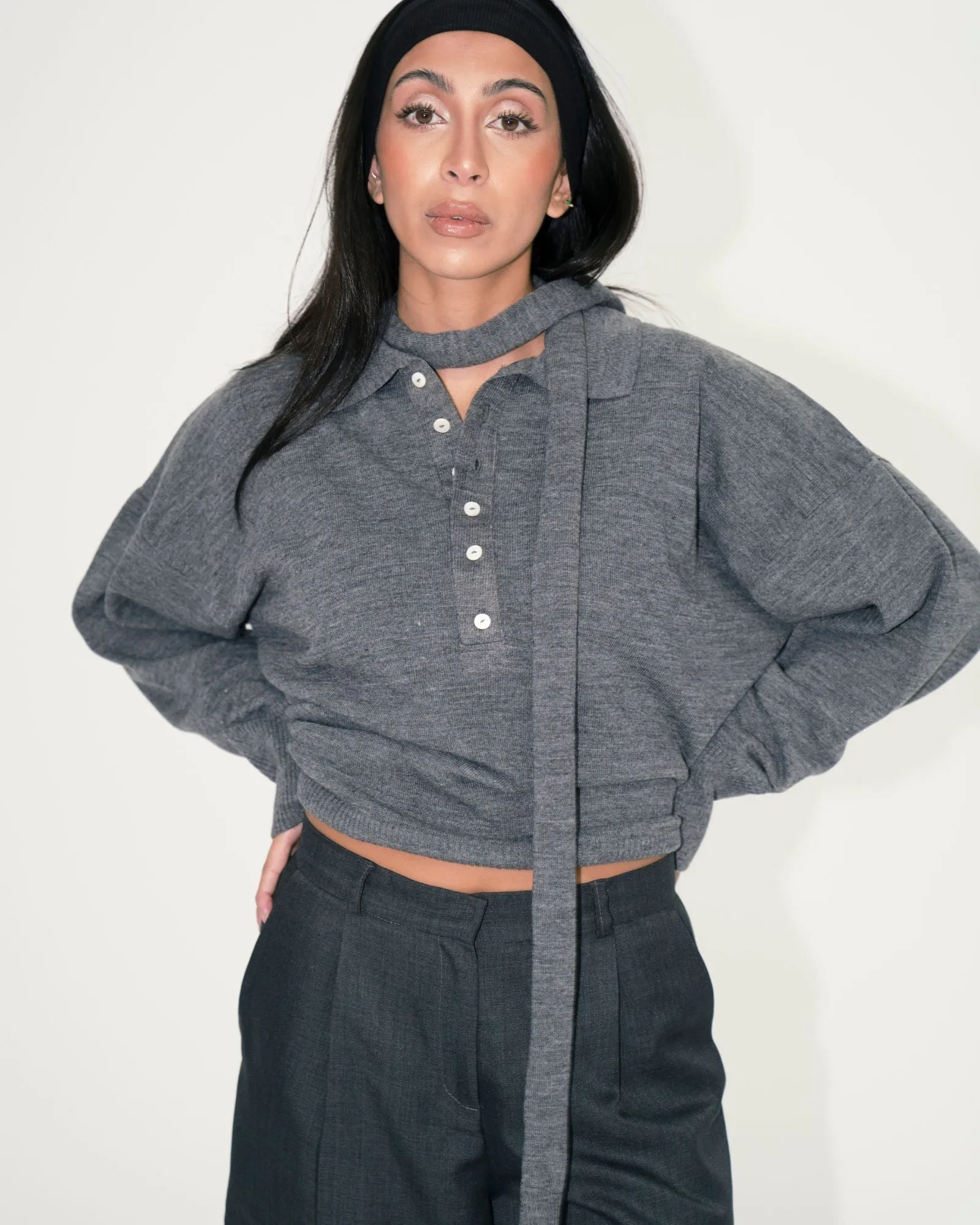 Matilda Knit Polo - Grey sold by Myne product image thumbnail 3