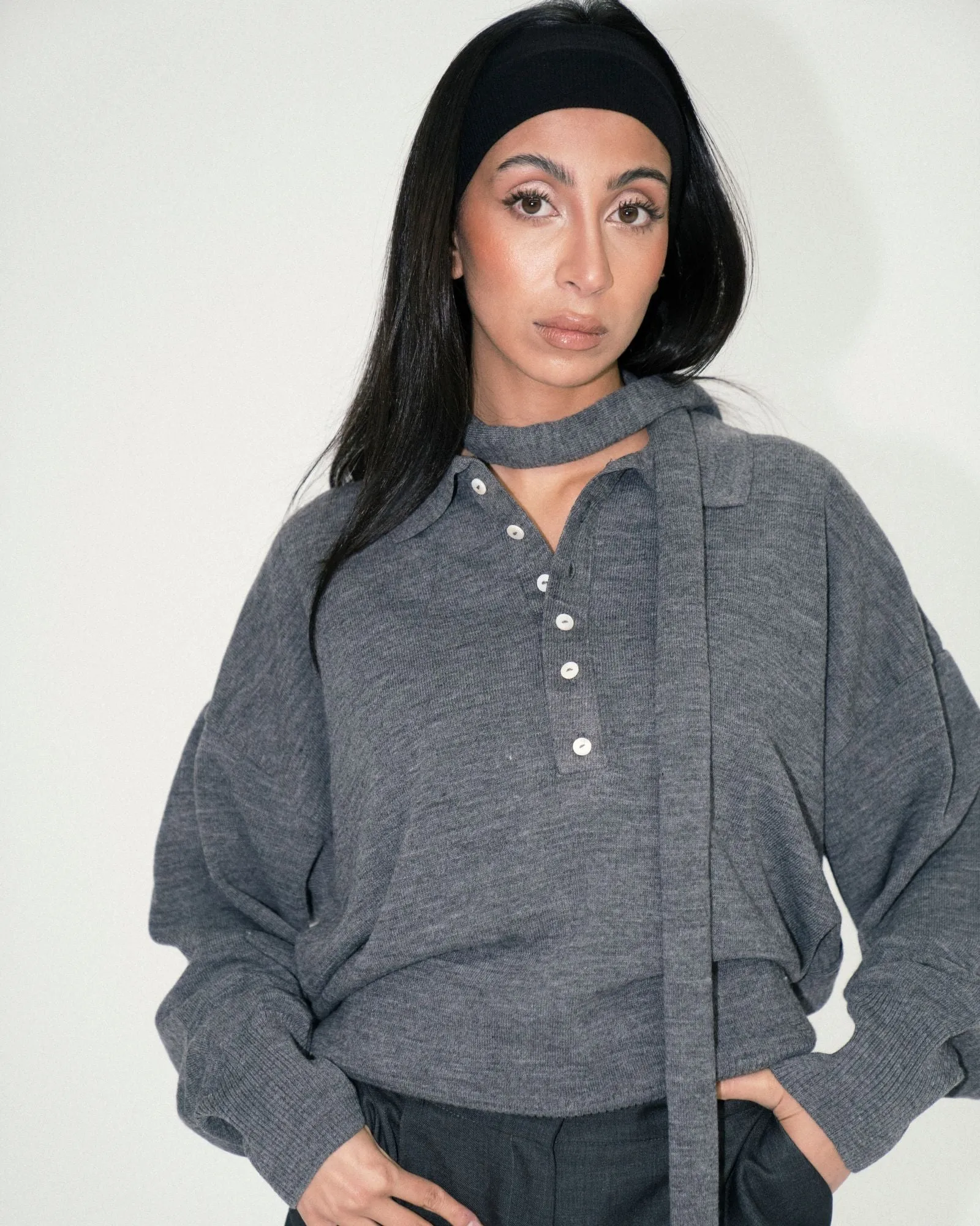Matilda Knit Polo - Grey sold by Myne product image thumbnail 2
