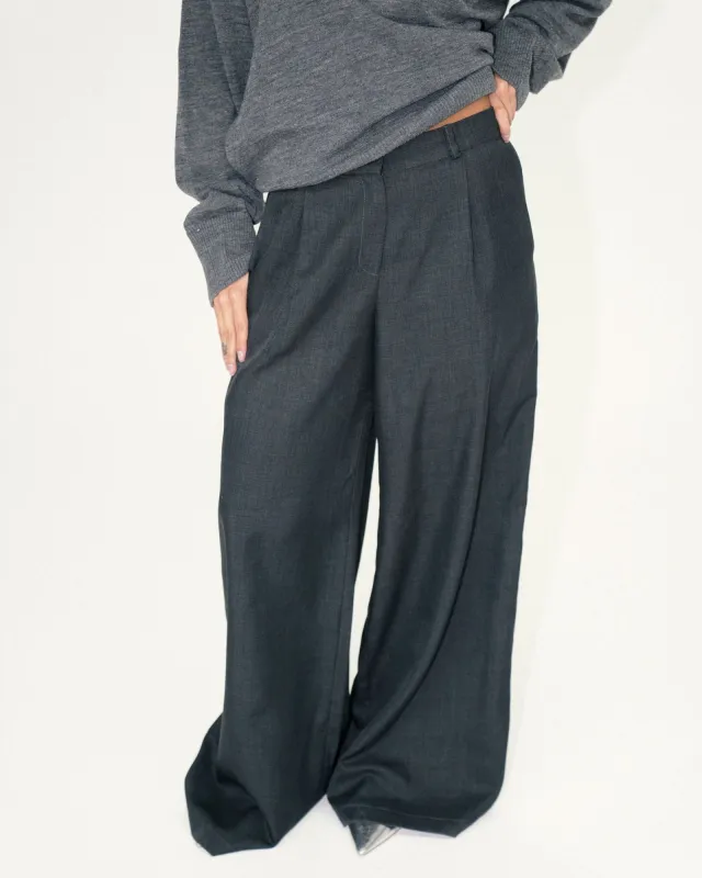 Pleated Suit Pants - Charcoal Grey sold by Myne