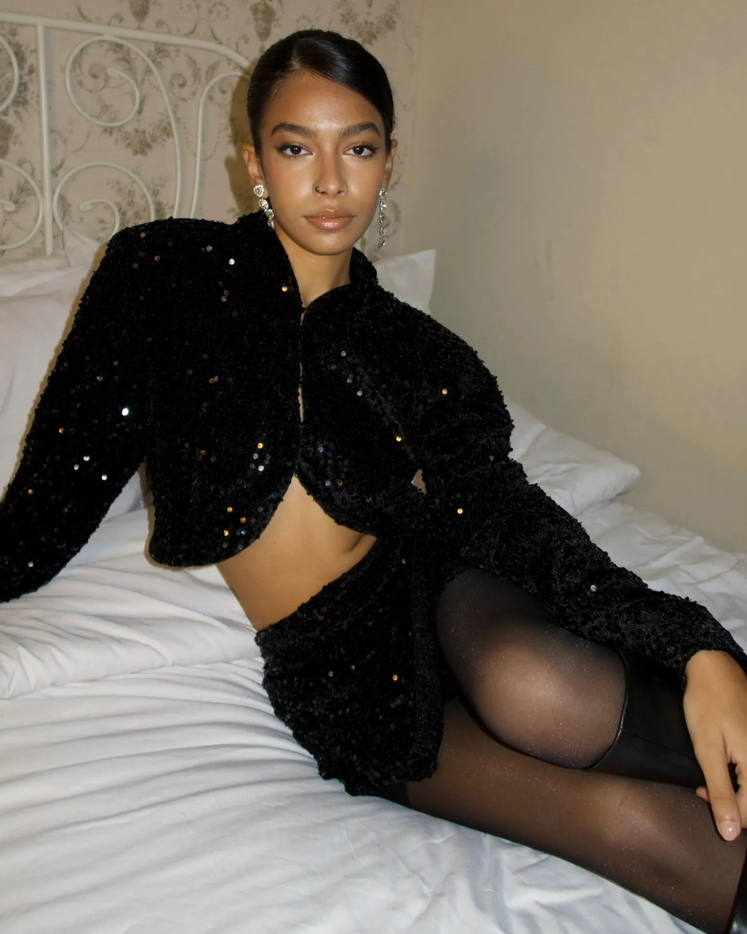Starlit Sequin Cropped Blazer sold by Myne product image thumbnail 2