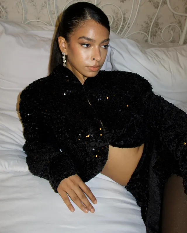 Starlit Sequin Cropped Blazer made by Myne