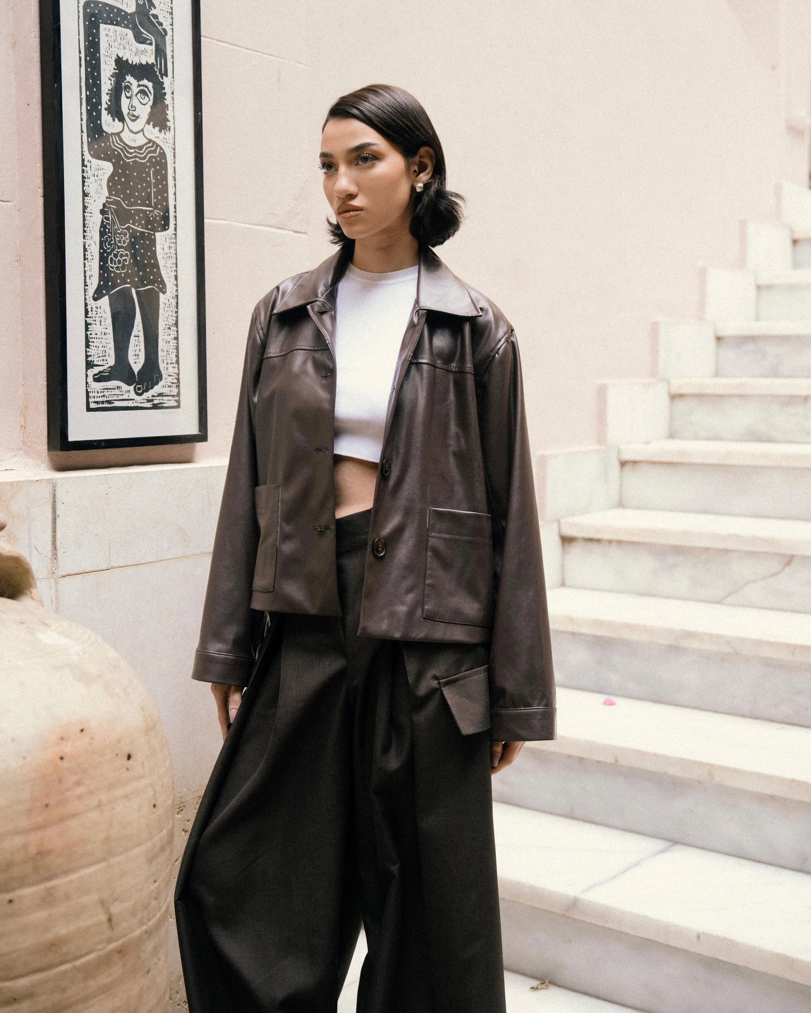 Bare Leather Jacket - Brown sold by Myne product image thumbnail 2