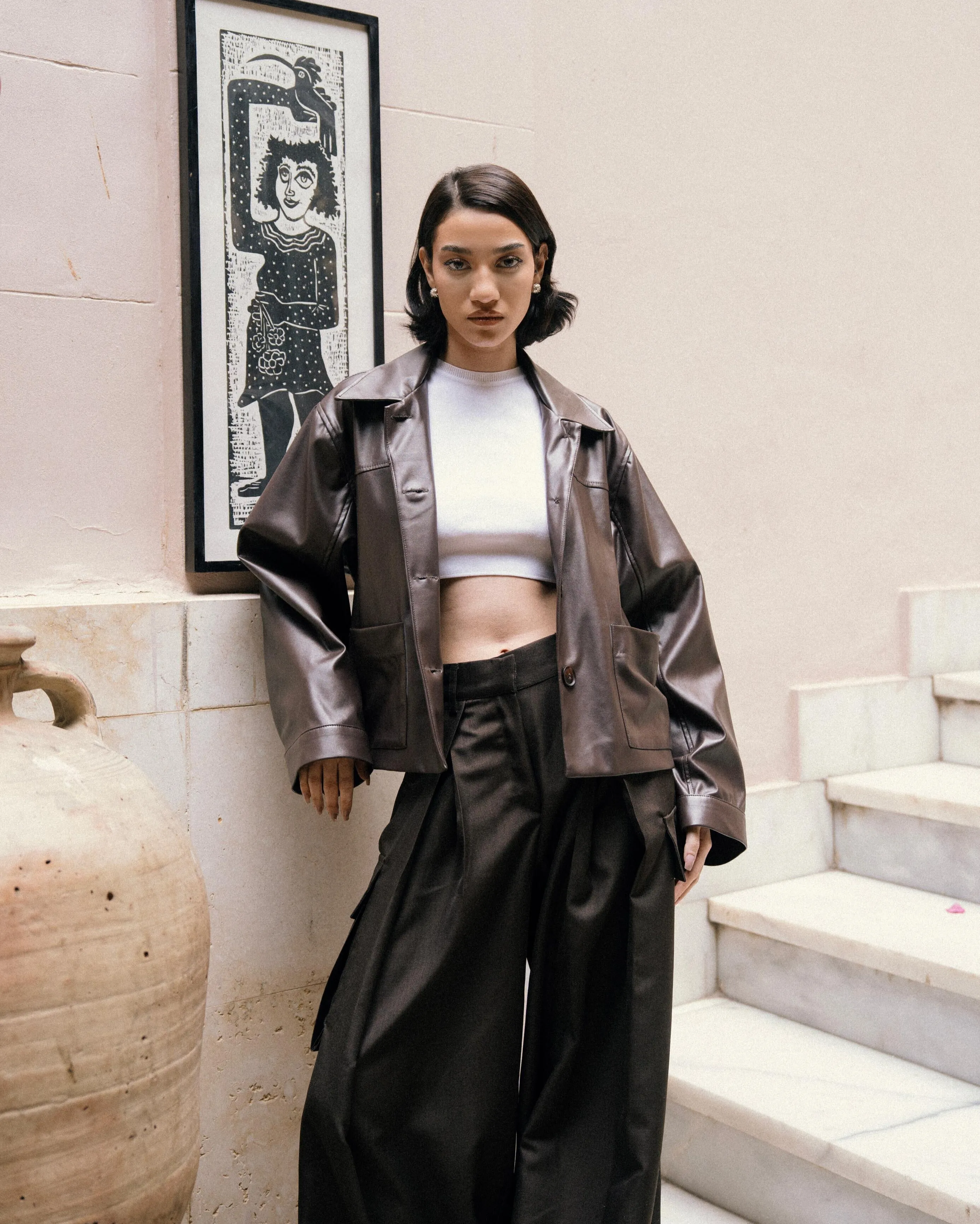 Bare Leather Jacket - Brown sold by Myne product image thumbnail 3