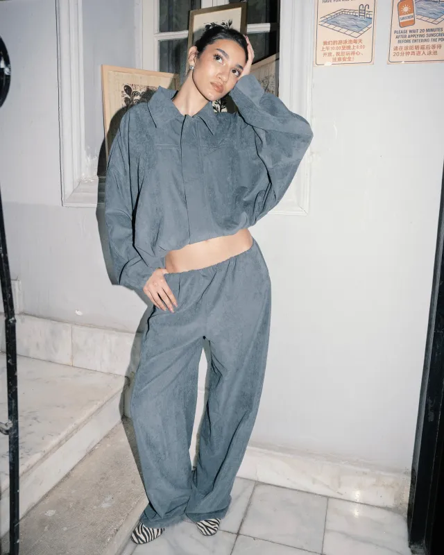 Suede Relaxed Pants - Grey made by Myne