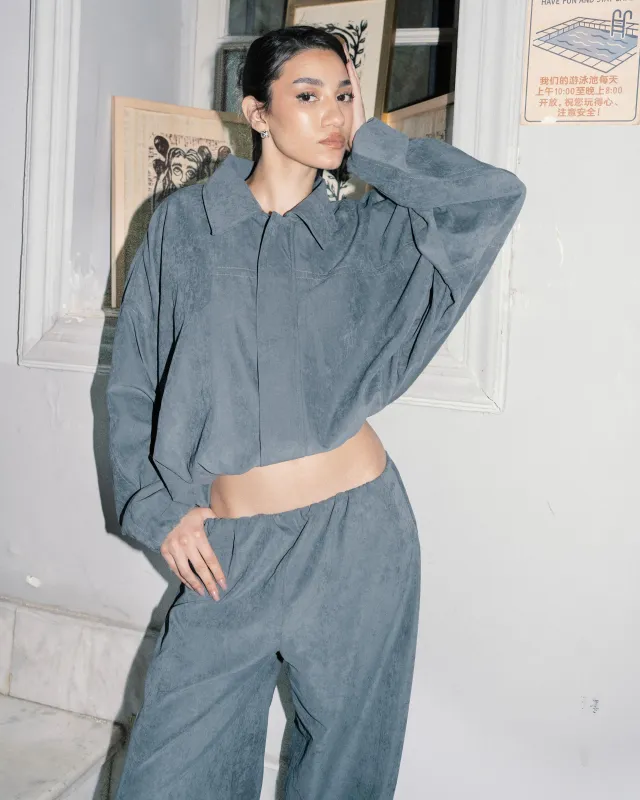 Suede Bomber Jacket - Grey sold by Myne