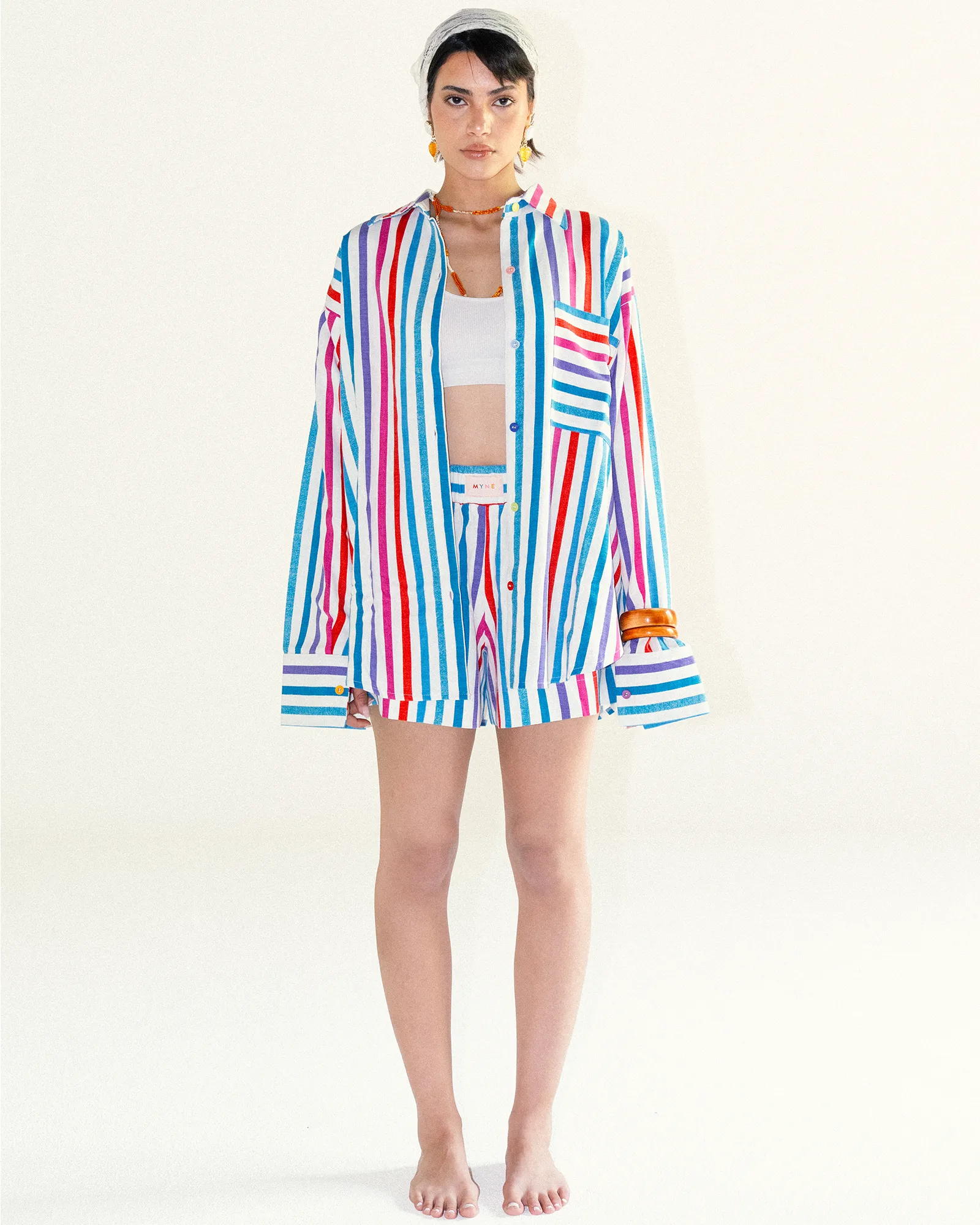 Linen Striped Shirt - Blue Hues sold by Myne product image thumbnail 4