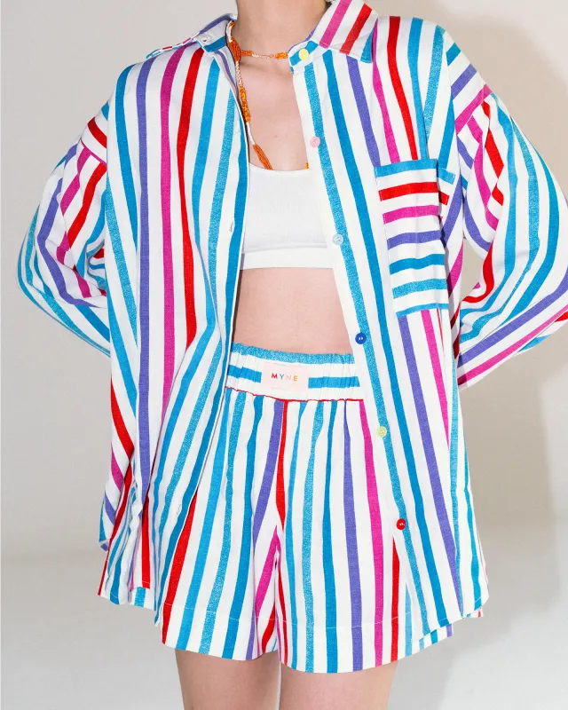 Linen Striped Shirt - Blue Hues made by Myne