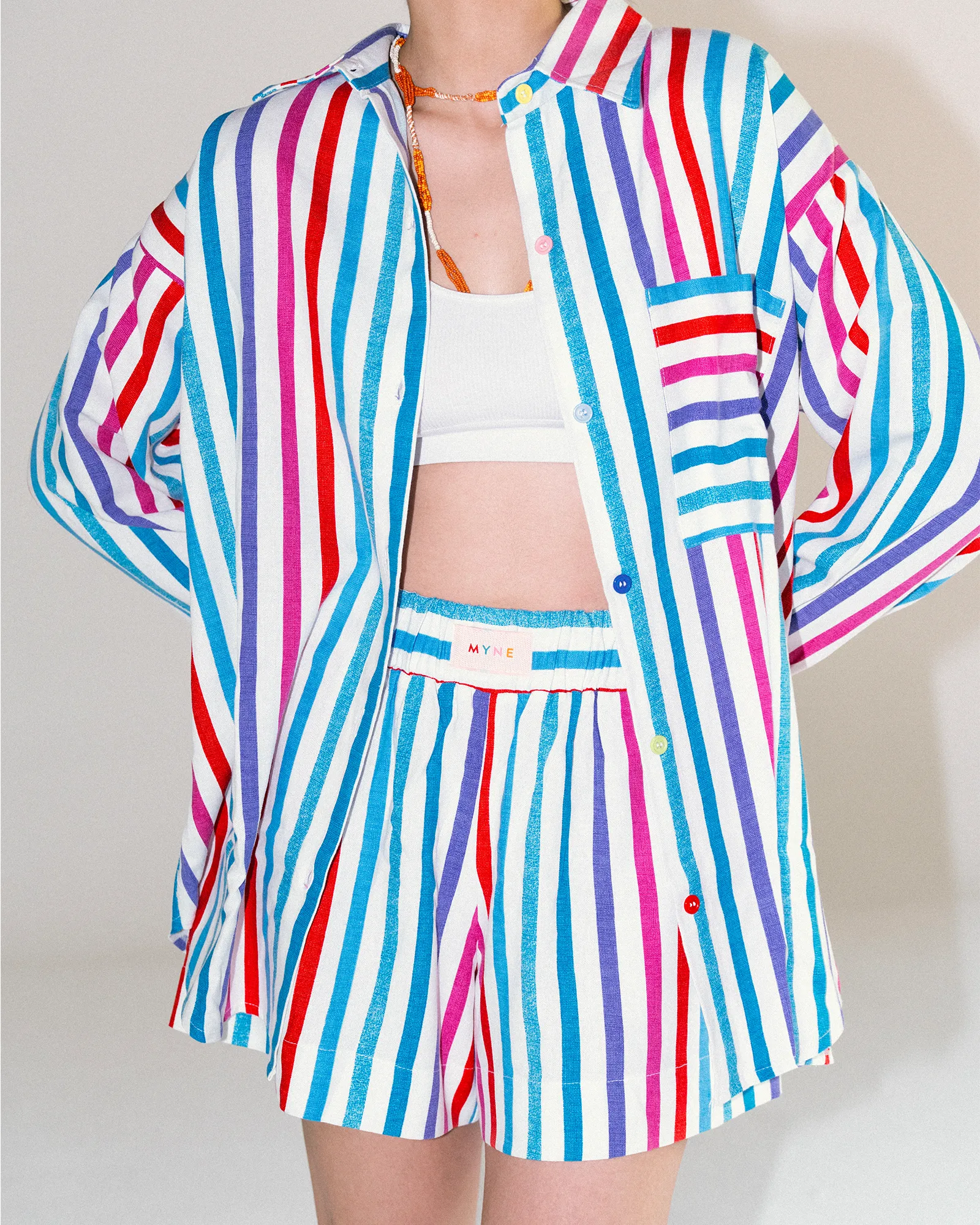 Linen Striped Shirt - Blue Hues sold by Myne