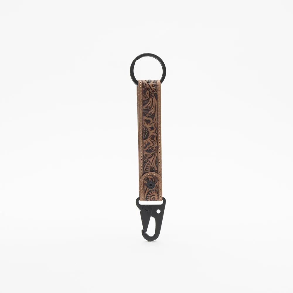 Western Days Hand-tooled Leather Key Fob sold by Myra Bag