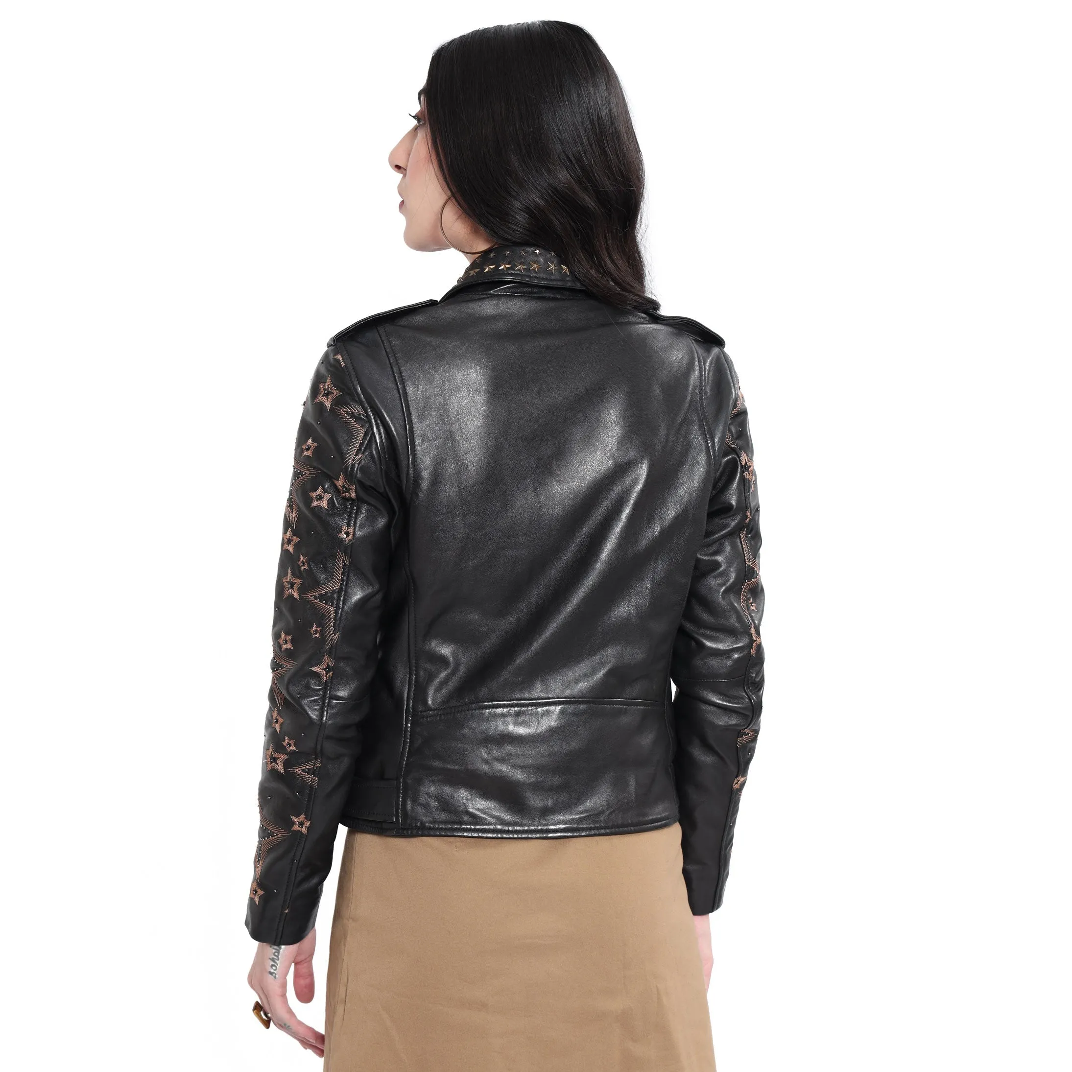 Brown Star LEATHER Jacket sold by Myra Bag product image thumbnail 4