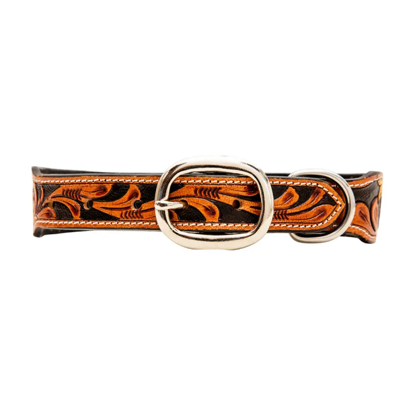 Zoomper Hand-Tooled Leather Dog Collar sold by Myra Bag