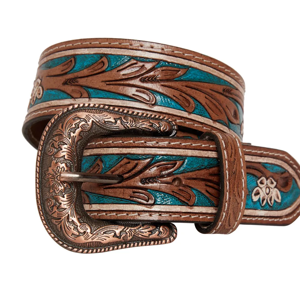 Cobalt Sea Hand-Tooled Leather Belt sold by Myra Bag product image thumbnail 2