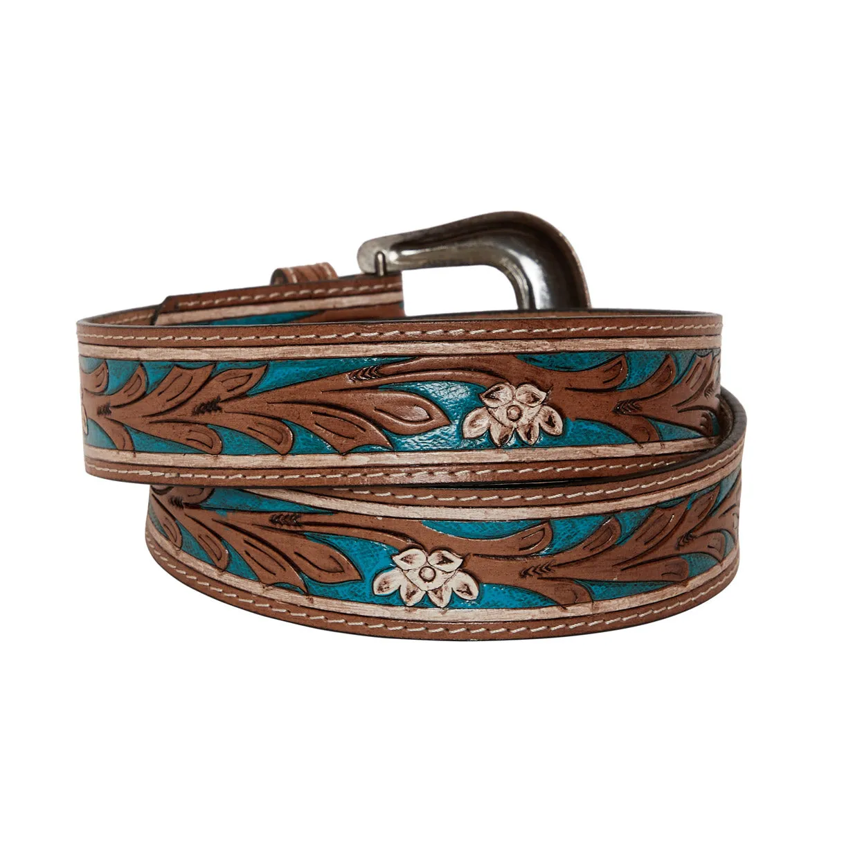 Cobalt Sea Hand-Tooled Leather Belt sold by Myra Bag product image thumbnail 3