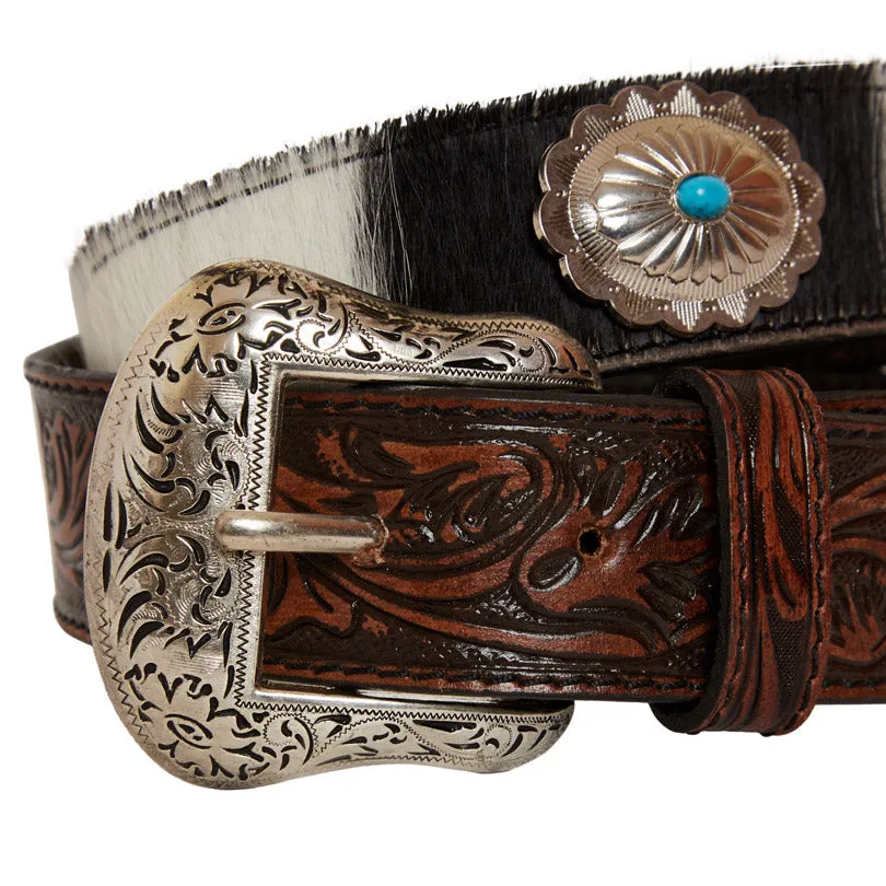 Distinguished Turquoise Hand-Tooled Leather Belt sold by Myra Bag product image thumbnail 3