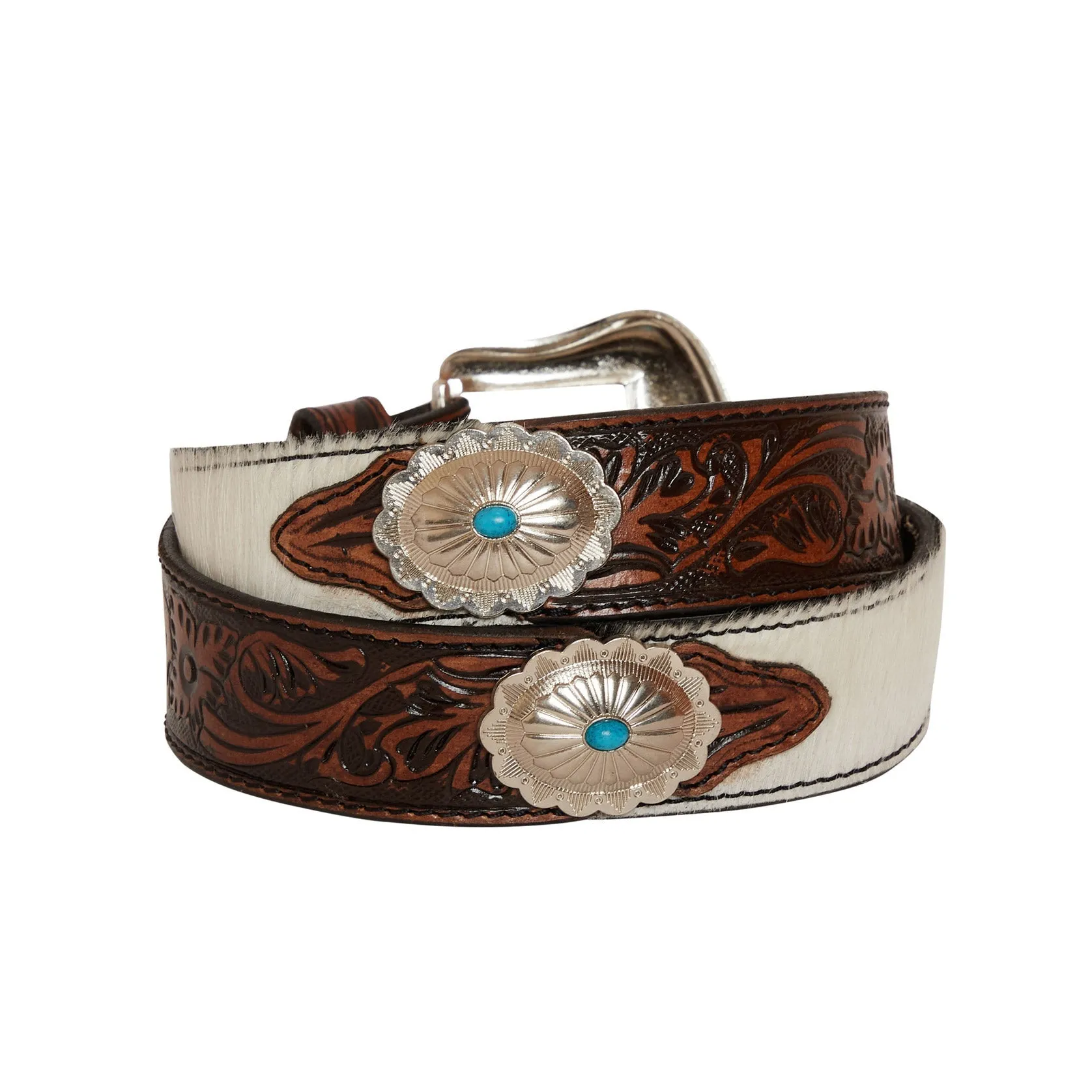 Distinguished Turquoise Hand-Tooled Leather Belt sold by Myra Bag product image thumbnail 2