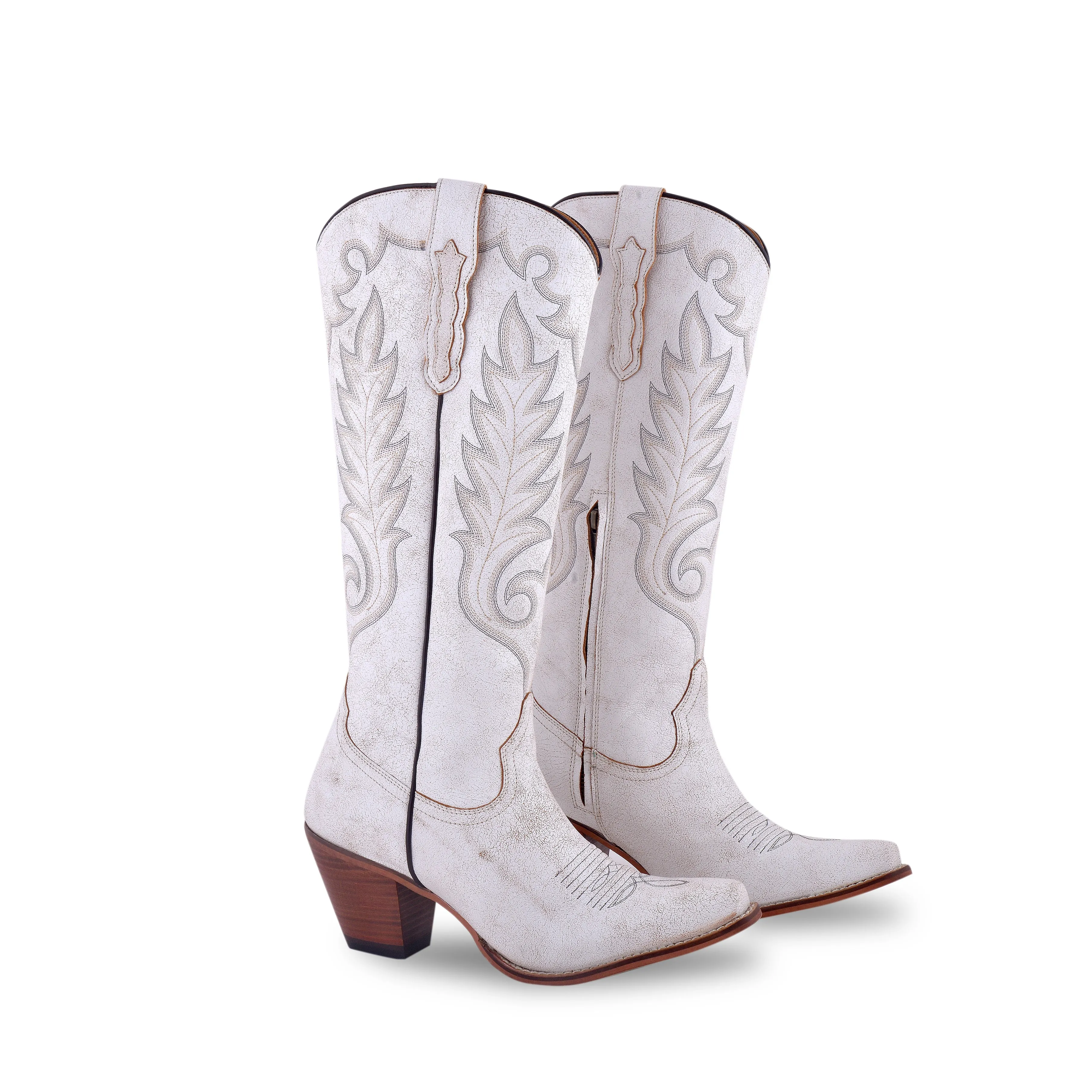 Darling Trail High-Top Cowboy Boots in White sold by Myra Bag