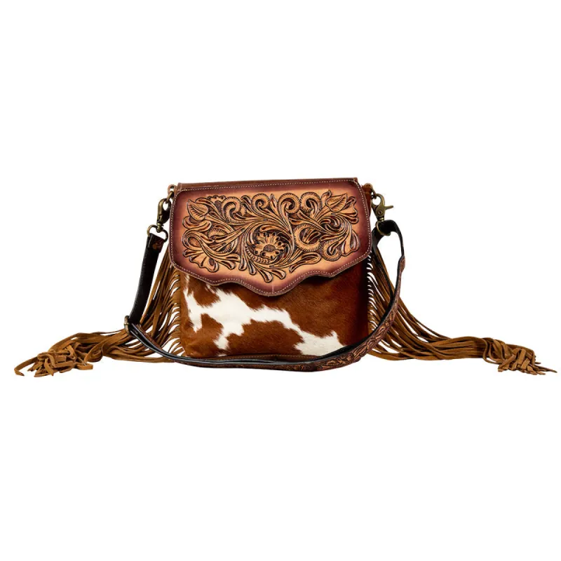 Roswell Way Fringed Hand-Tooled Bag sold by Myra Bag
