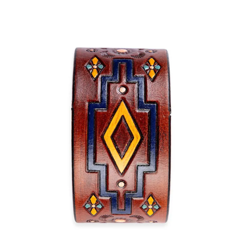 Bijuo Handtooled Genuine Leather Bracelet sold by Myra Bag