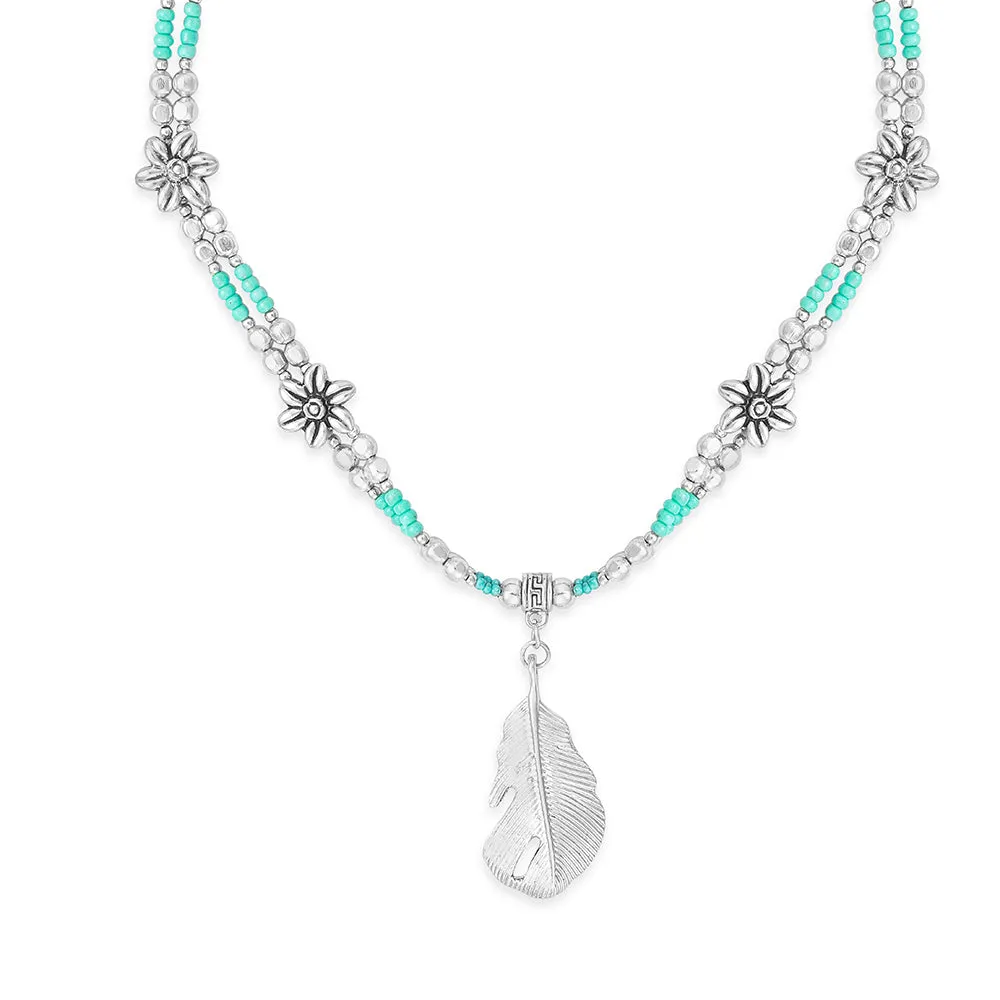 Mesa Feather Pendant Necklace sold by Myra Bag