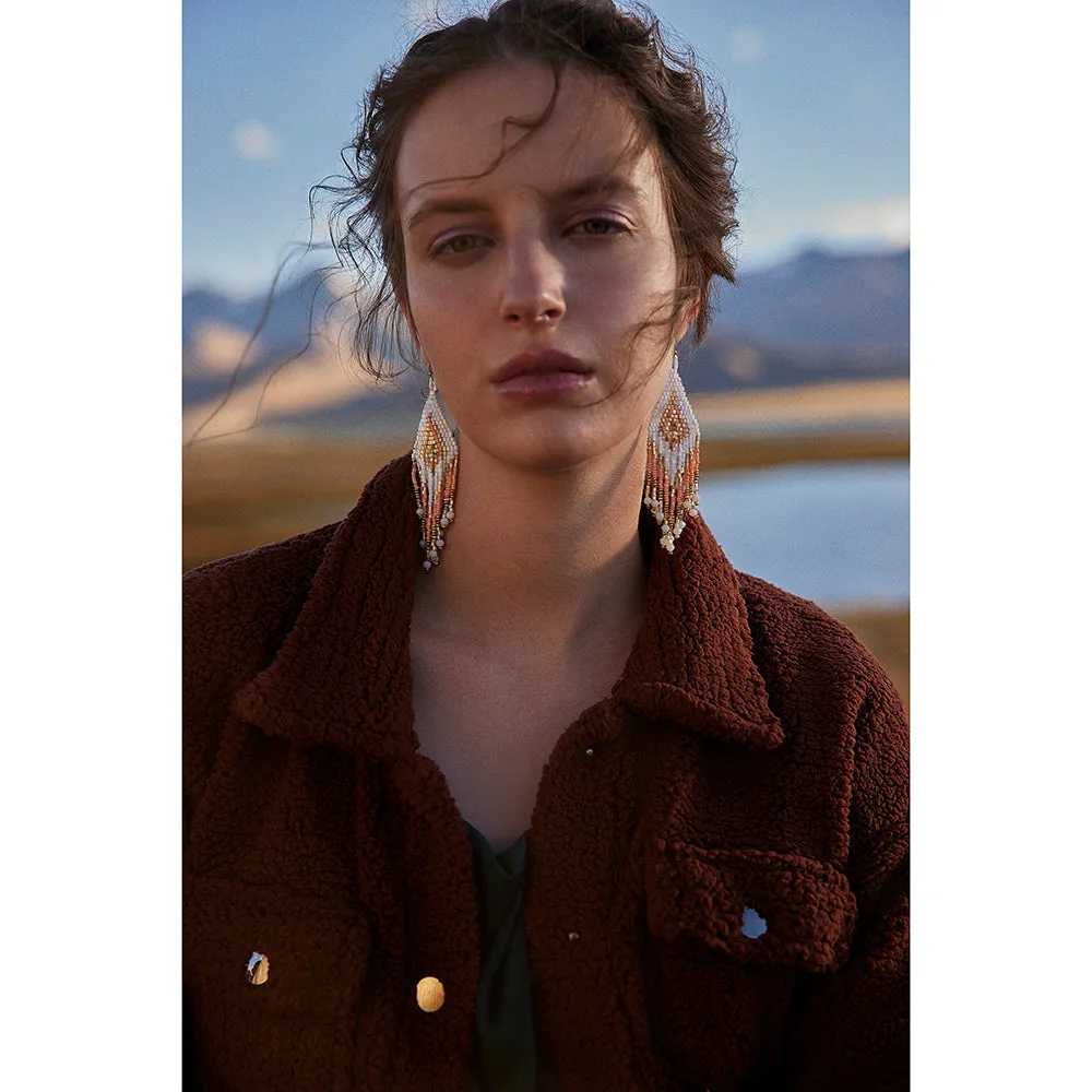 Lifesong Beaded Earrings in White sold by Myra Bag product image thumbnail 3